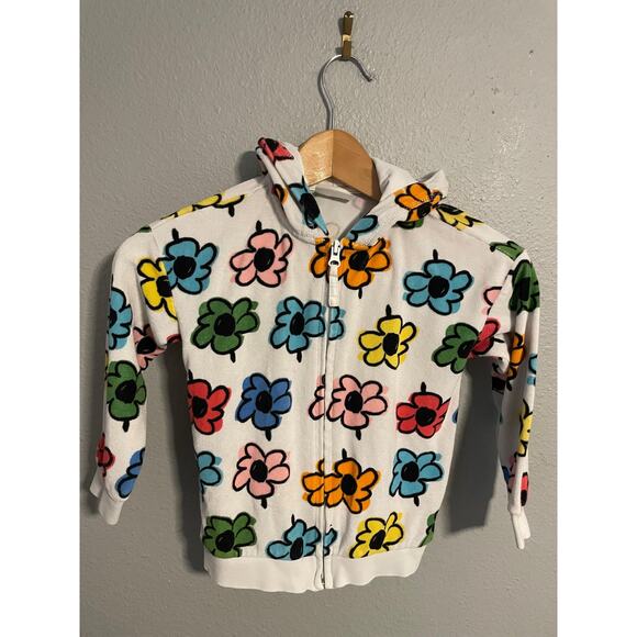 Hanna Andersson Hoodie Sweatshirt Girls 5 White Multicolor Floral Full Zip 50532 - Picture 1 of 8